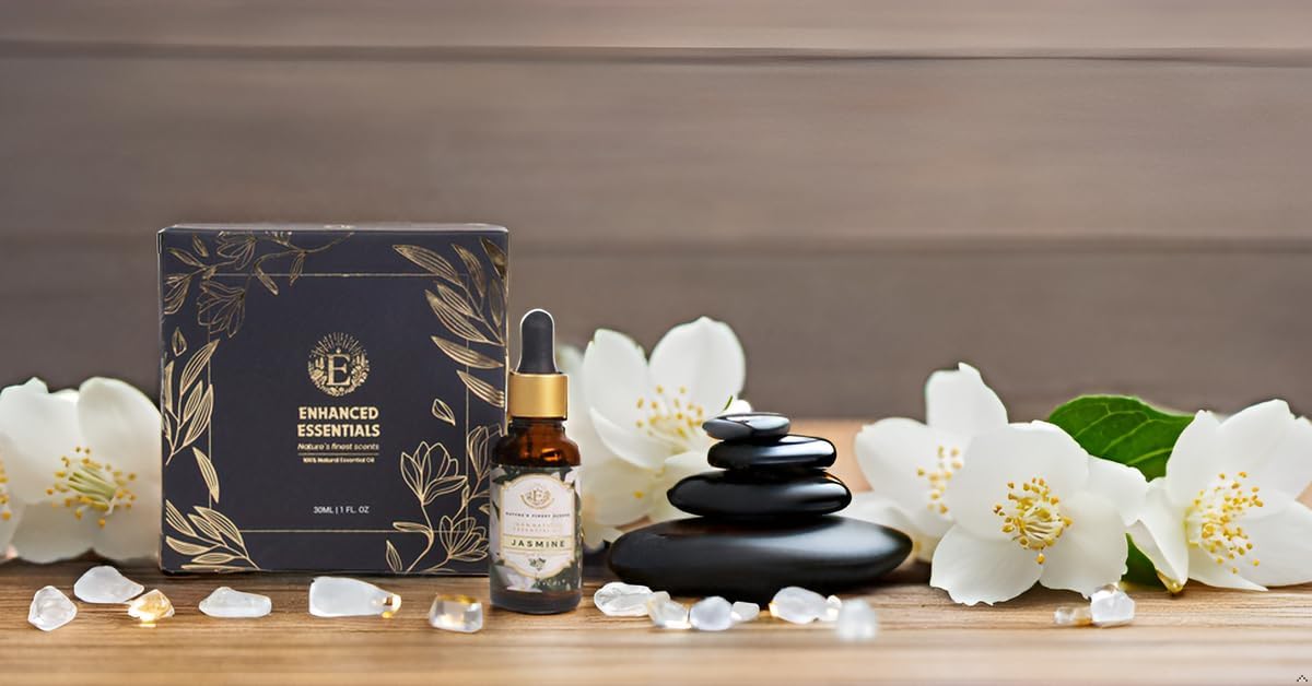 Luxurious Jasmine Essential Oil by Enhanced Essentials| Slow Distilled & Exotic| for Home,Diffusers,Skin & Hair Care,Aromatherapy,Bath,Perfume,Soap & Candle Making|with Glass Dropper| 1 fl oz (30 ml)