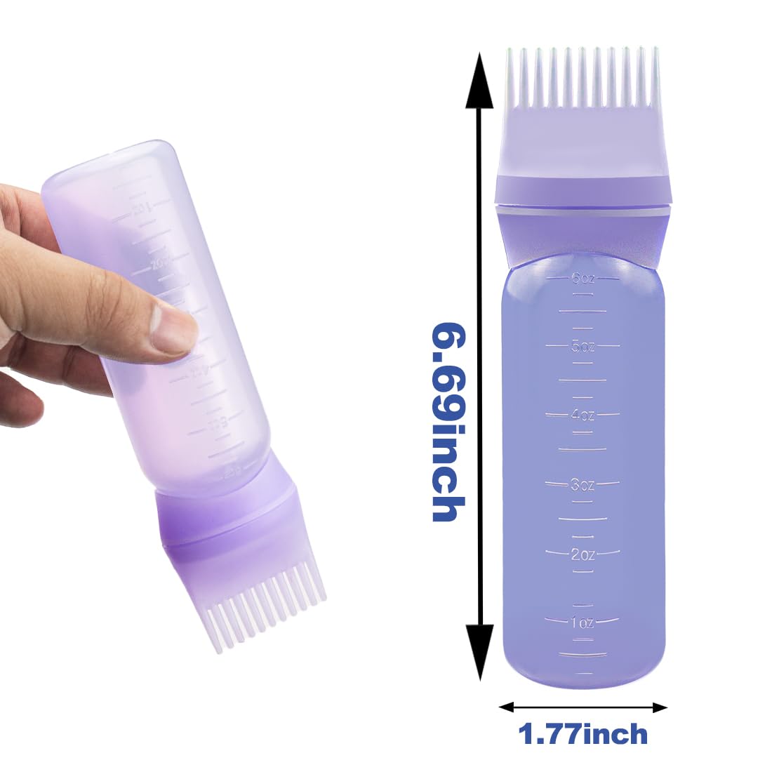 ELANE 4 Pcs Root Comb Applicator Bottle 6oz,Hair Oil Applicator Bottle for Hair,Oil Comb Applicator Hair Bottle Applicator for Hair Dye Shampoos Hair Salons Camping Traveling(Purple)