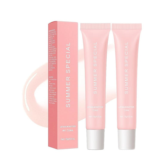Summer Hydrating Lip Butter Balm Set - Ultra-Nourishing with Shea & Olive Butter，Soothes & Repairs Dry Lips, Non-Sticky Long-Lasting Moisture(Cake,Pack of 2)