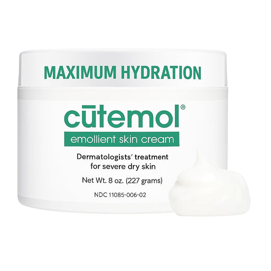 Cutemol Emollient Moisturizing Cream - Serious Moisturizer Lotion Balm for Recovering Dry, Damaged Skin - Hydration for Cracked Hands and Feet, Eczema, Psoriasis, and Raw Skin (8 oz)