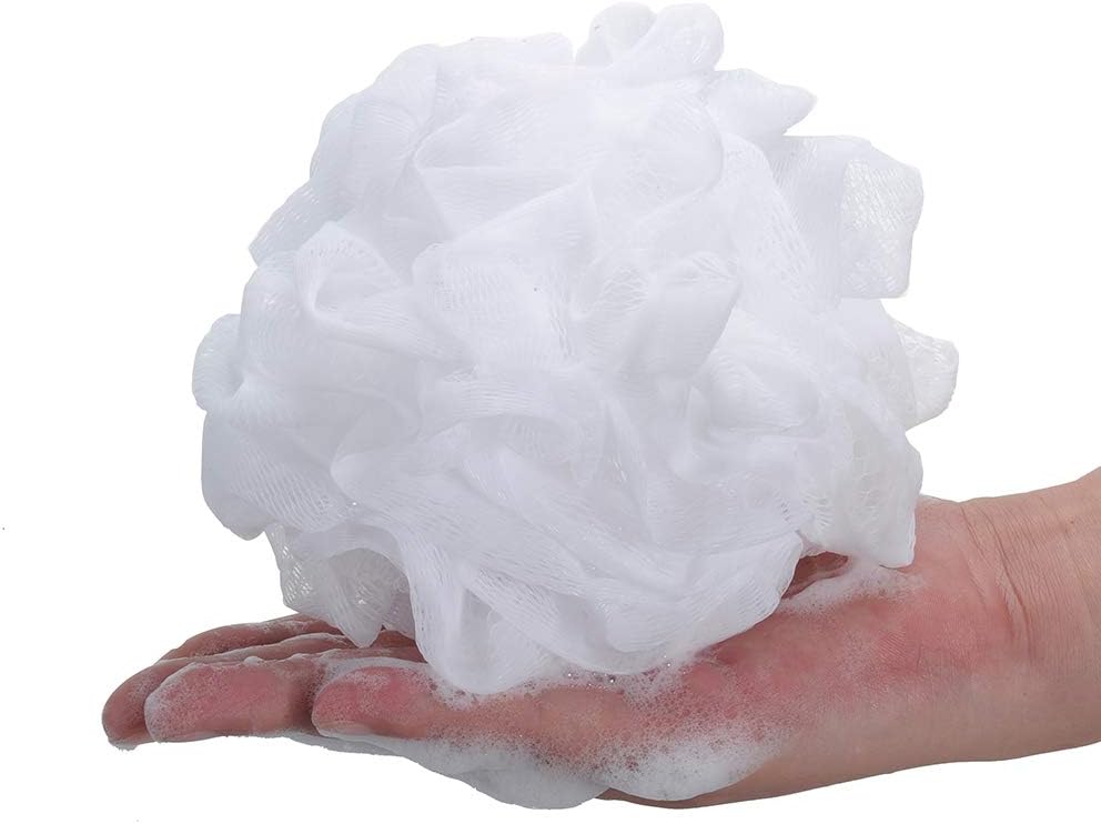 Bath Sponge Loofah Shower Pouf White Mesh Shower Puff Pack of 6 (35g/pcs)