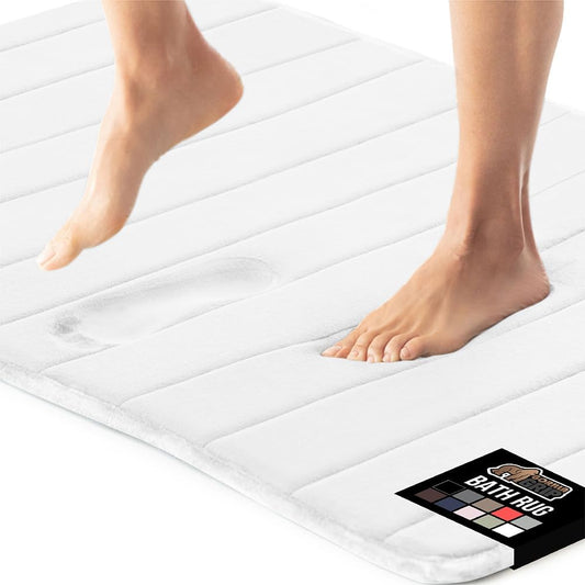 GORILLA GRIP Memory Foam Bath Mat, Soft Absorbent US Designed Bathroom Rug, Gripping Dots Machine Washable Bathmat, Cushioned Floor Mats, Shower Sink Rugs Room Décor Accessories, 30x20 White