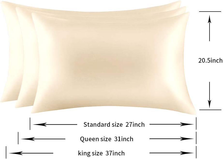 100% Mulberry Silk Pillowcases Set of 2 for Hair and Skin and Super Soft and Breathable Queen Size Nature Silk Pillowcases (Queen, Buff Beige)