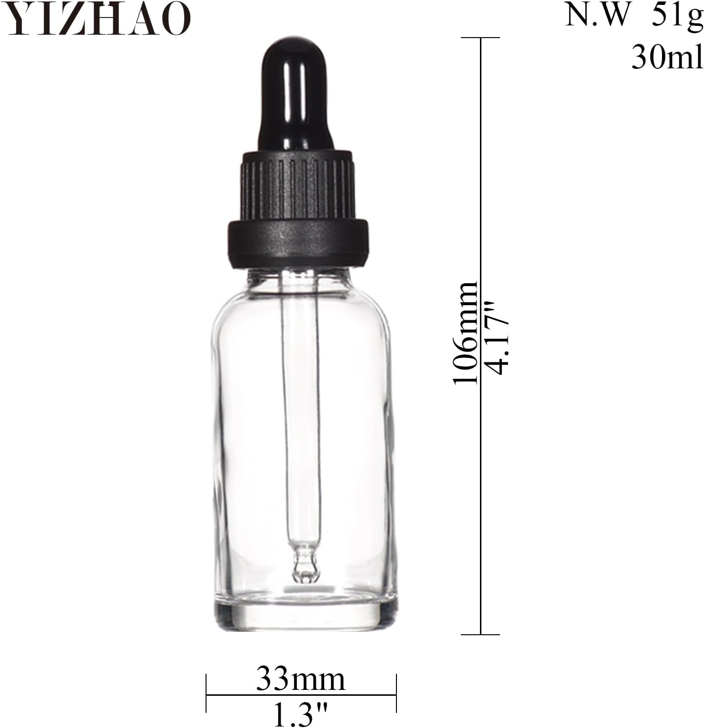 YIZHAO Clear Glass Dropper Bottle 1oz, Tincture Bottles with Glass Dropper, for Essential Oils, Aromatherapy, Cosmetic, Laboratory, Pharmacy, Liquids, Travel –12 Pcs