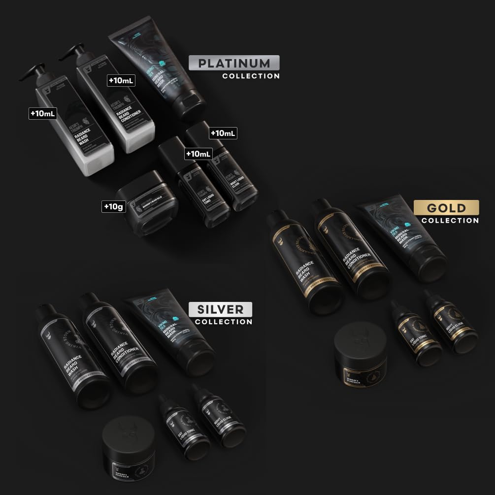 The Complete Beard Growth Kit by Beard Struggle - Mens Grooming Kit with Balm, Mask, Conditioner, Wash & Oils - Vanir's Wisdom, Platinum Collection