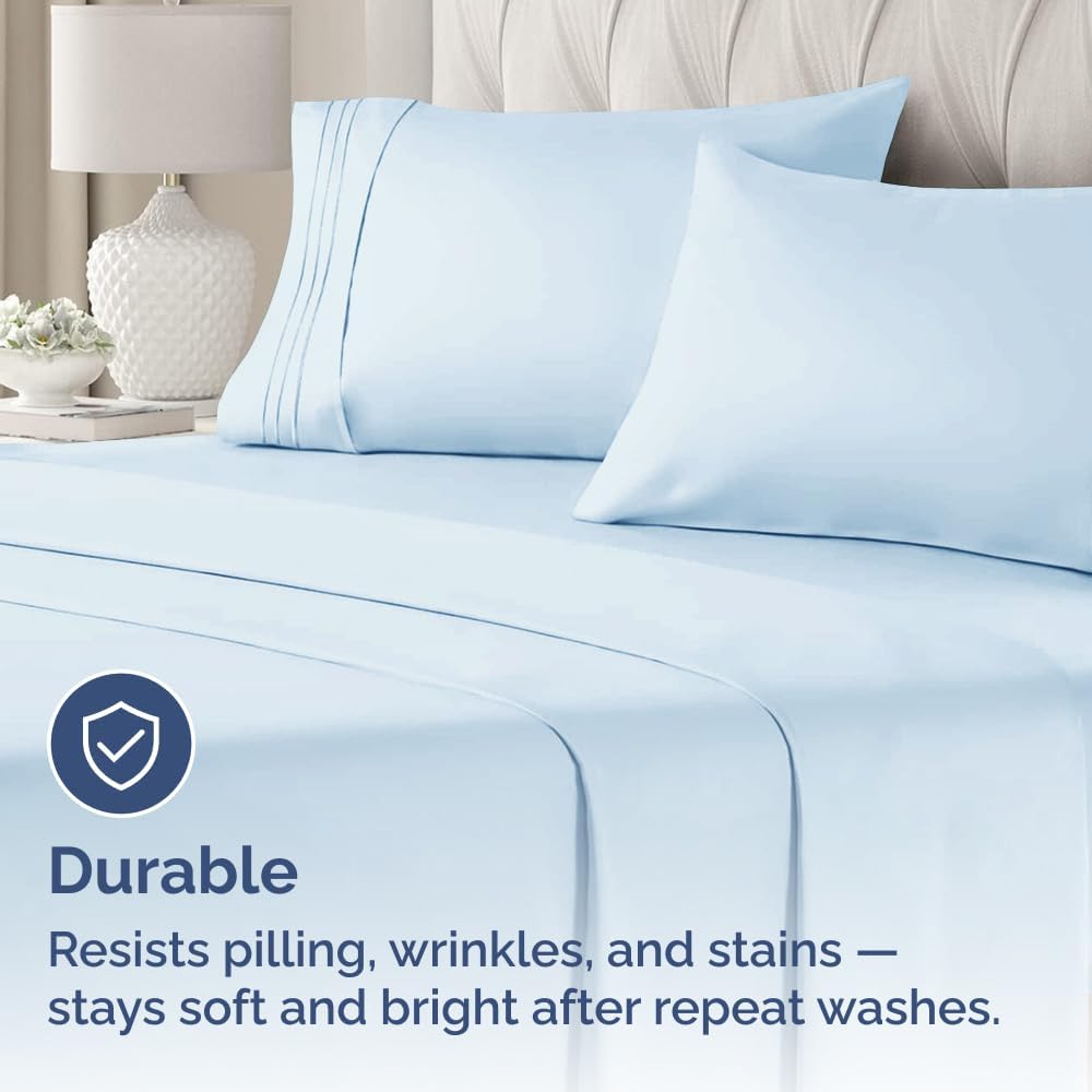 Queen Pillow Cases Set of 2 - Ultra Soft Hotel Quality Pillowcase Covers - Comfy, Cozy & Wrinkle Free - Shrinkage, Stain & Fade Resistant - Machine Washable Pillow Protectors - 2 Piece Set - Sky Blue