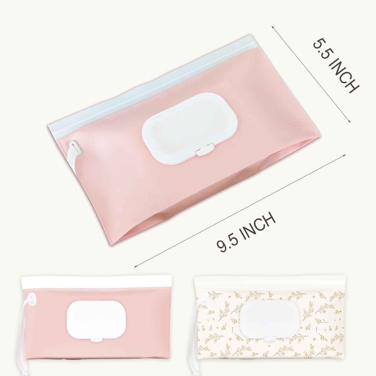 Baby wipes dispenser，portable baby wipes holder for outdoor, Refillable baby wipes container, on the go wet wipe pouch for travel, resuable wipes dispenser for hiking (pink)
