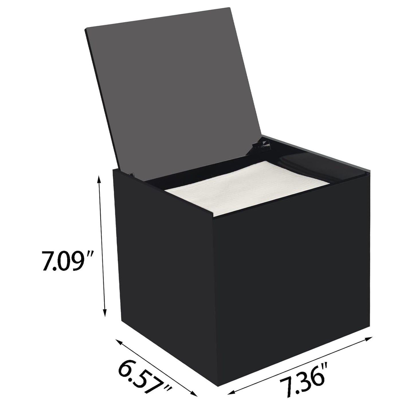 Disposable Face Towel Storage Box Compatible with Facial Towel XL, Acrylic Disposable Face Towelette Holder Container, Black