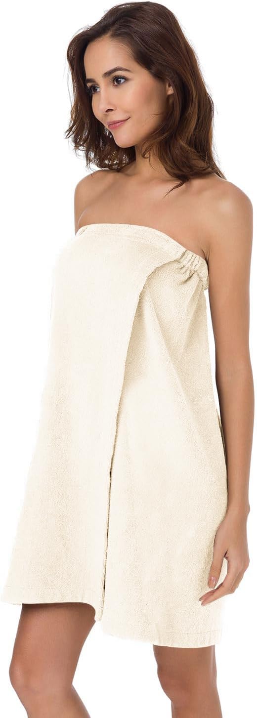SIORO Women Bath Towel Wrap Robe, Soft Cotton Terry Spa Cloth, Plush Adjustable Closure for Shower, Travel, Pool, Gym