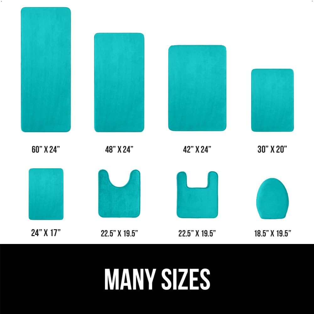 GORILLA GRIP Memory Foam Bath Rugs, Soft Absorbent Velvet Bathroom Mats, Durable Dots on Underside, Machine Washable Bathmat, Carpet Rug Room Decor for Shower Floor, 30x20 Mat, Turquoise
