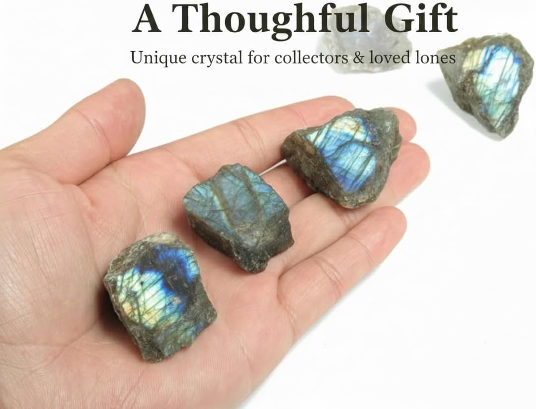 Labradorite Raw Crystal Stone 1.25"–2.0"– Natural Rough Gemstone with Iridescent Flash for Meditation, Chakra Balancing, Reiki, Feng Shui, Spiritual Practices & Home Décor