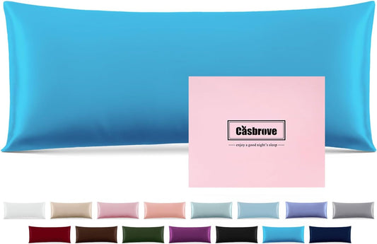 Silk Body Pillow Cover Pillow Pillowcase for Body Pillow Soft Pillow Covers Pillow Case Mulberry Silk Pillowcase for Sleep(Pacific Blue,20"X 54",1pc)
