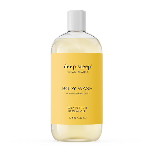 Deep Steep Body Wash, Grapefruit Bergamot, 17 oz – Hydrating Shower Gel with Hyaluronic Acid, Shea Butter, Aloe Vera & Argan Oil – Vegan, Clean Beauty, Clean & Refreshed Skin