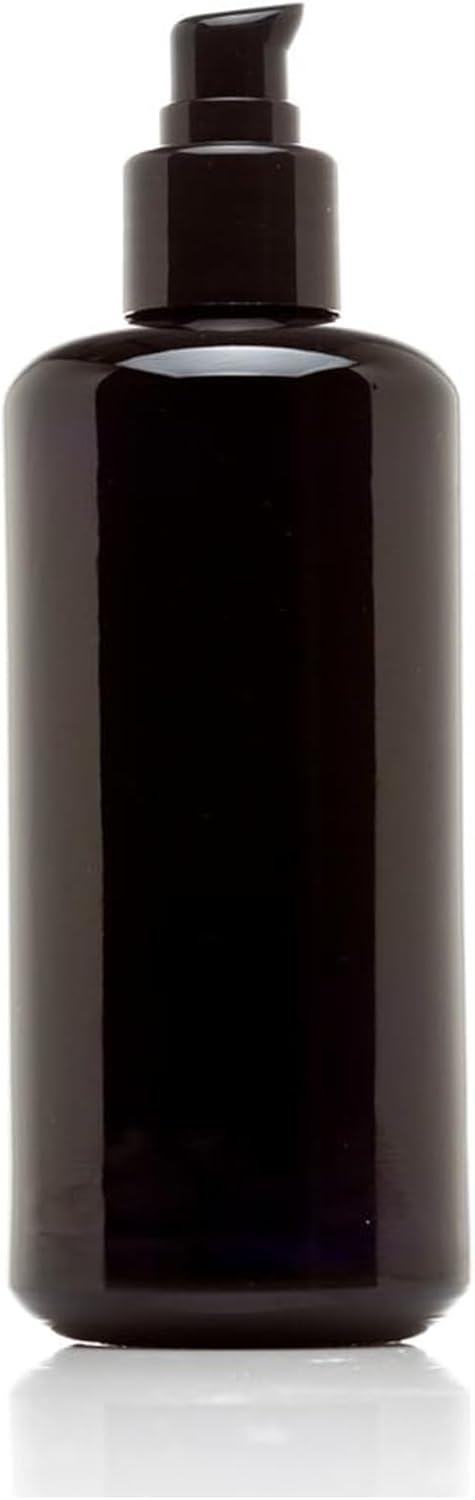 Infinity Jars 200 Ml (6.8 fl oz) Refillable Ultraviolet Black Glass Pump Bottles Leak-Proof Travel Containers for Toner, Sanitizer, Beard Oil, Hair Serum, Essential Oils 10-Pack