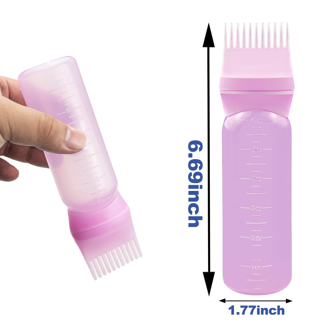ELANE 4 Pcs Root Comb Applicator Bottle 6oz,Hair Oil Applicator Bottle for Hair,Oil Comb Applicator Hair Bottle Applicator for Hair Dye Shampoos Hair Salons Camping Traveling(Pink)