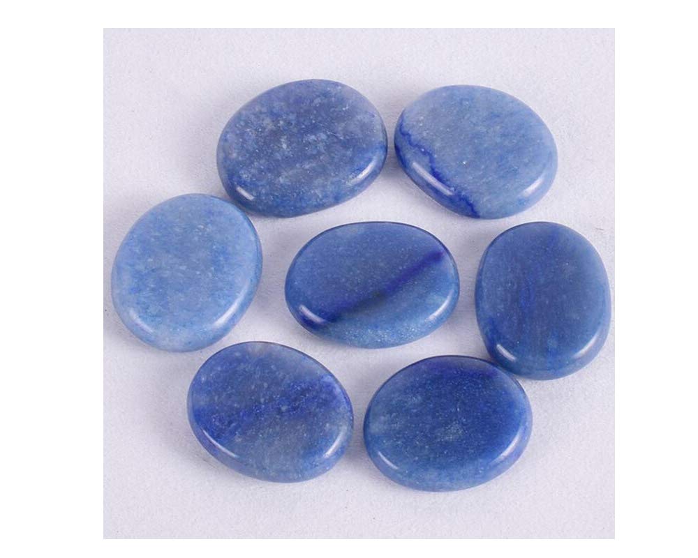 7 Pieces Natural Massage Stones Set for professional or home spa (Blue Aventurine)