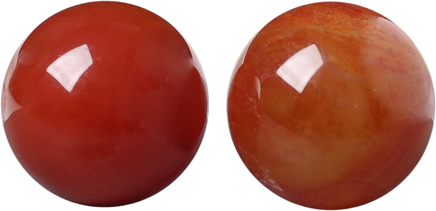 Hand Exercise Balls 30mm for Women - Set of 2 Natural Crystal Stone Spheres - Finger Joint Relief & Stress Relax, Perfect Size for Women's Hands, Red Agate