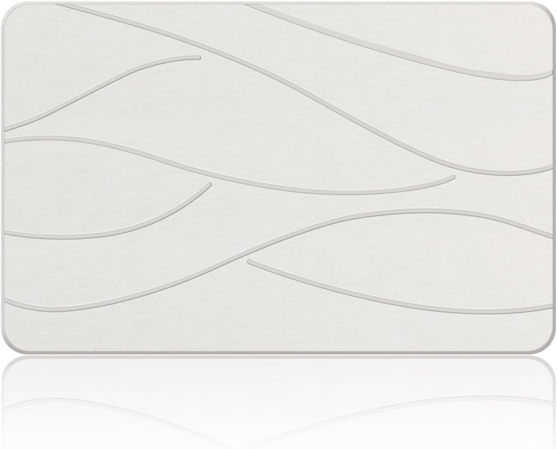 Stone Bath Mat Diatomaceous Earth Shower Mat Non-Slip Super Absorbent Diatomite Stone Bath Mats for Bathroom Floor Quick Drying Natural Easy to Clean(23.6''×15.4" White)