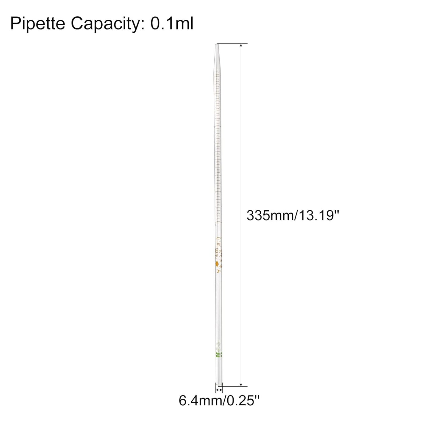 PATIKIL Graduated Dropper Pipettes, 1 Pcs 0.1ml Reusable Borosilicate Glass Pipette for Transfer Liquid for Laboratory, Chemistry, Clear