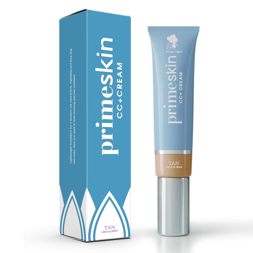 Primeskin Cc Cream for Older Women,Korean Cc Cream, Self Adjusting for Mature Skin, Satin Skin Korean 1.69 Fl Oz/50ml (TAN)