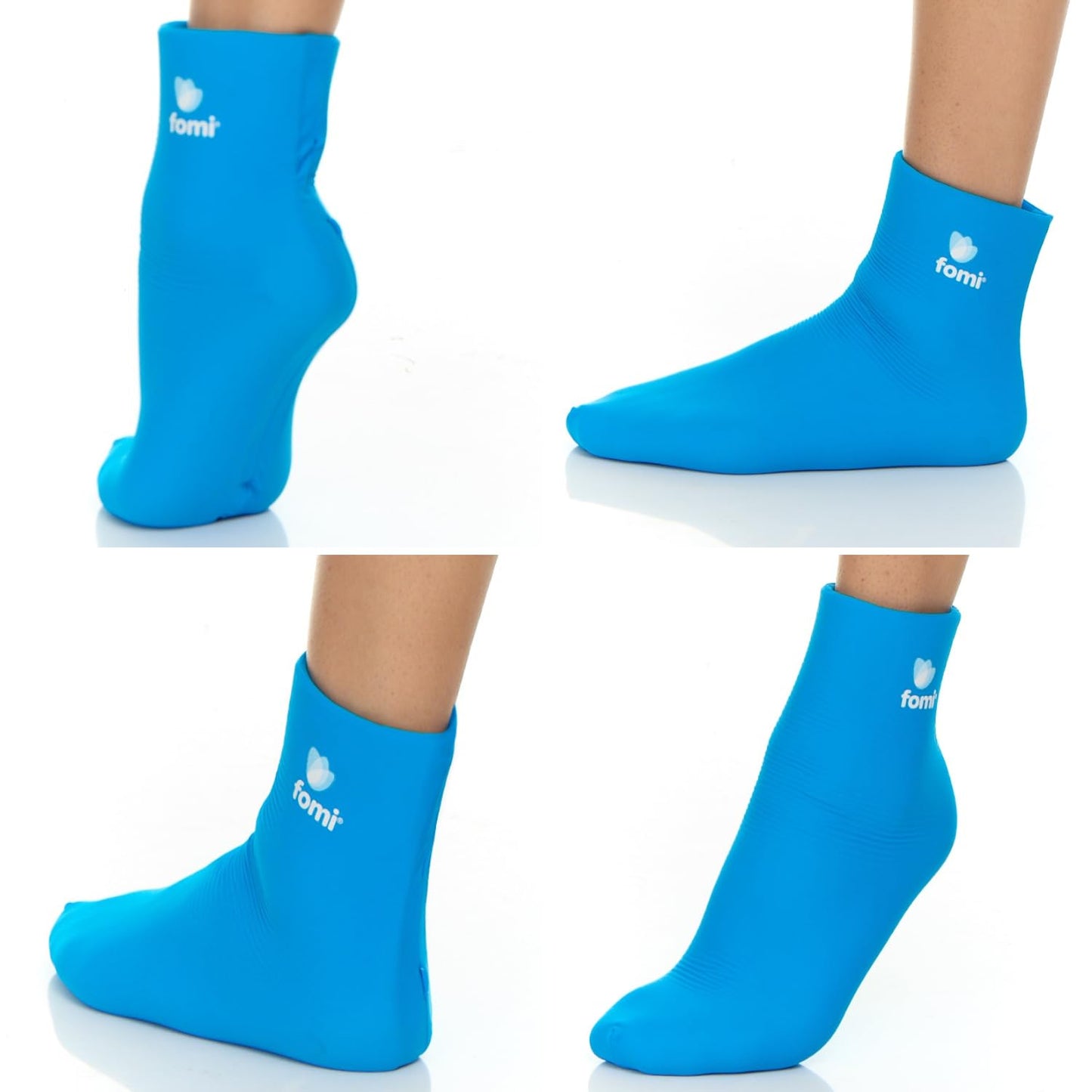 FOMI Hot Cold Full Foot and Ankle Solid Gel Ice Packs | 2 Pack | Premium Comfort 360 Degree Cooling Compression Wrap for Plantar Fasciitis, Heel Spurs, Achilles, Tendonitis, Sore Feet, Gout