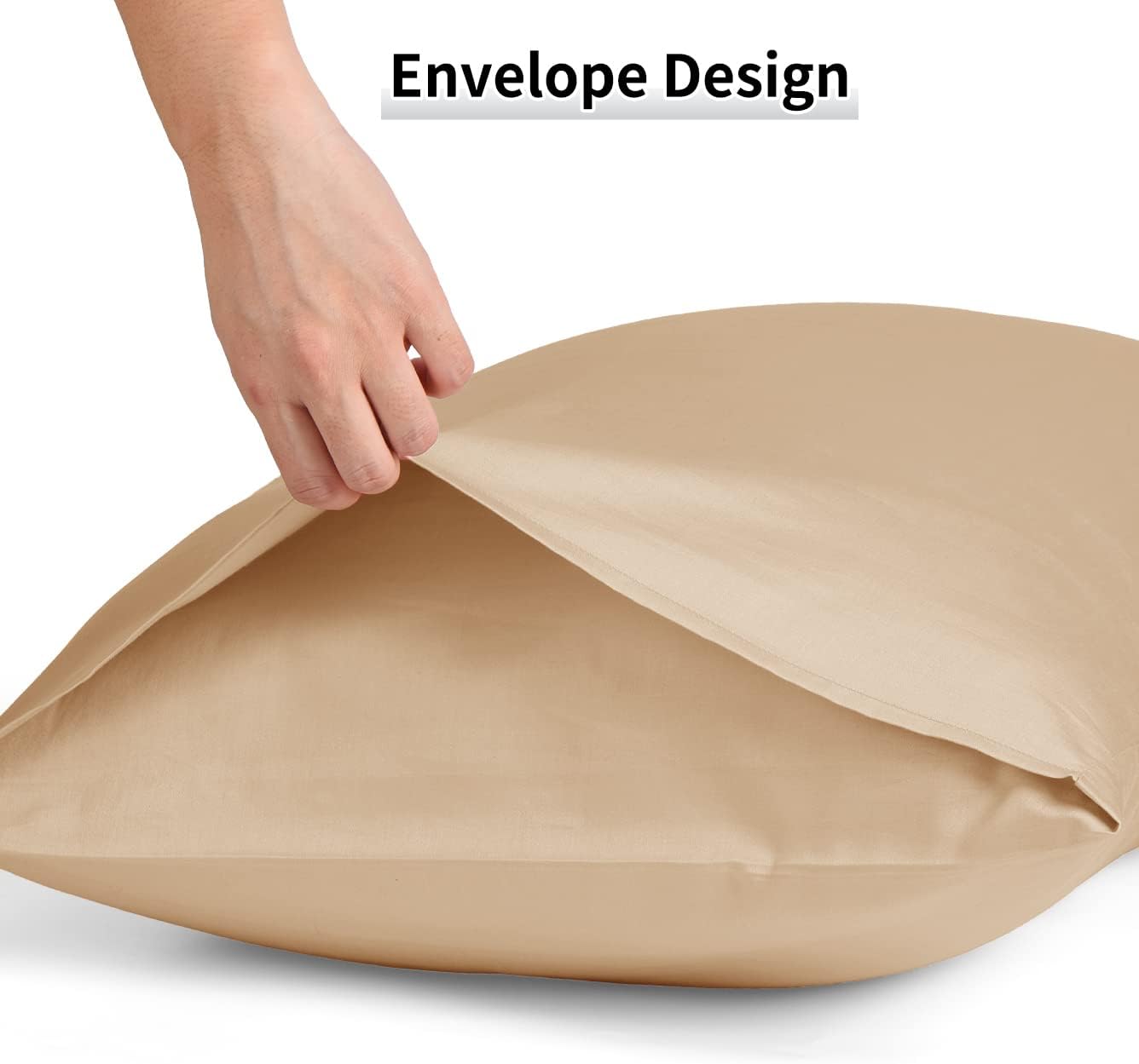 Warmstar Cotton Body Pillow Cover 1 Pack, 600 Thread Count Body Pillow case 20"x54", Long Body Pillow Case Cover Soft Breathable with Envelope Closure,Khaki