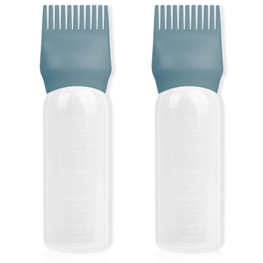 BLAAROOM Root Comb Applicator - 6 Oz, 2 Pack Hair Oil & Dye Bottle with Root Comb Brush - Green