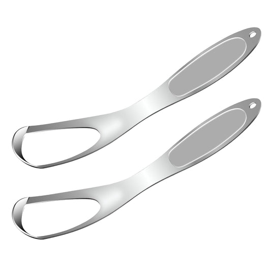 2PCs Medical Grade Tongue Scraper by Omnia One | Stainless Steel Tongue Cleaner, Metal Tongue Scraper with Travel Bag | Tongue Scrubber for Bad Breath, Boost Oral Hygiene