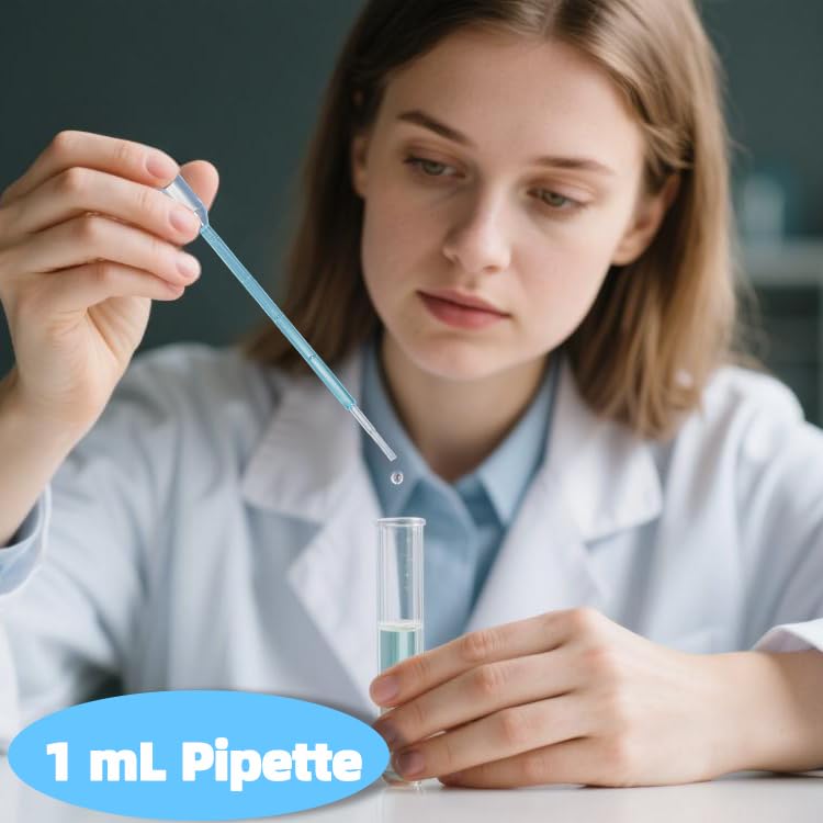 1mL Pipettes Dropper 100PCS, Premium Disposable Plastic Transfer Pipette for Essential Oils, Lab, Health Care, Crafts, Measuring and Transferring a Variety of Liquids - Eye Dropper