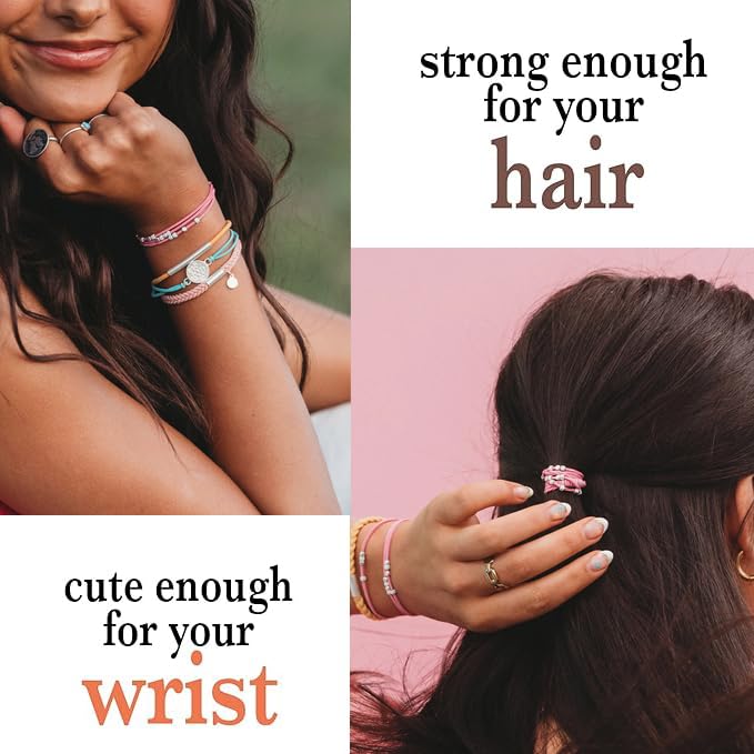 K'lani Hair Tie Bracelets for Women - Elastic Hair Bands That Double as Stylish Jewelry - Embrace - Large