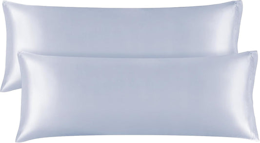 BEDELITE Satin Body Pillow Cover 2 Pack, Super Soft and Cooling Body Pillow Pillowcase for Hair and Skin, Breathable Silky Full Long Pillowcase Cover(20"x54", Evening Haze)