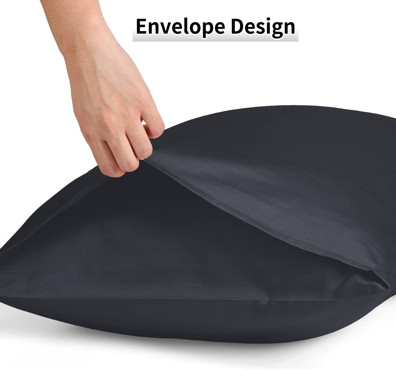 Warmstar Cotton Pillow Cases King Size Set of 2, 600 Thread Count Pillowcases 20x36 Inches, Soft Long Staple Cotton Pillowcases Breathable with Envelope Closure,Black