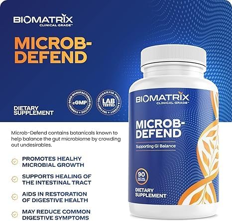 BioMatrix Oil Blend of Thyme, Oregano, Clove, Digestive Supplement for Men and Women, GI Repair Softgels | Microb-Defend (90 Capsules)
