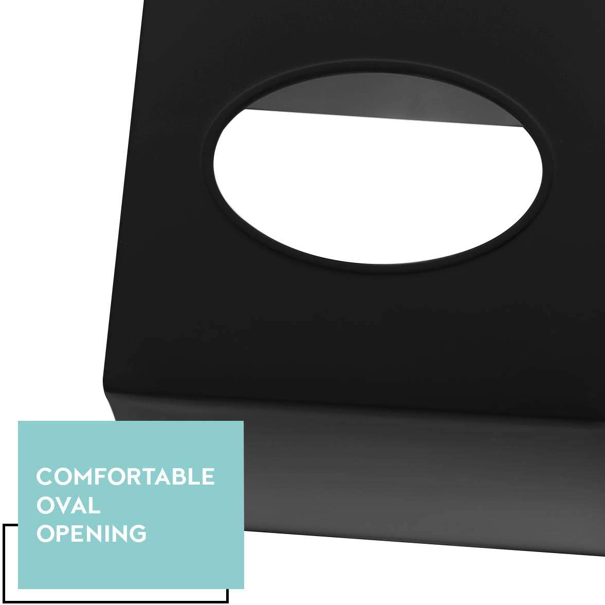 DWËLLZA Home Black Tissue Box Cover Square - Plastic Facial Tissue Box Holder - Decorative Cube Tissue Holder Vessel Dispenser; Black Dresser, Vanity Countertop, Bedroom, Office, Bathroom Decor