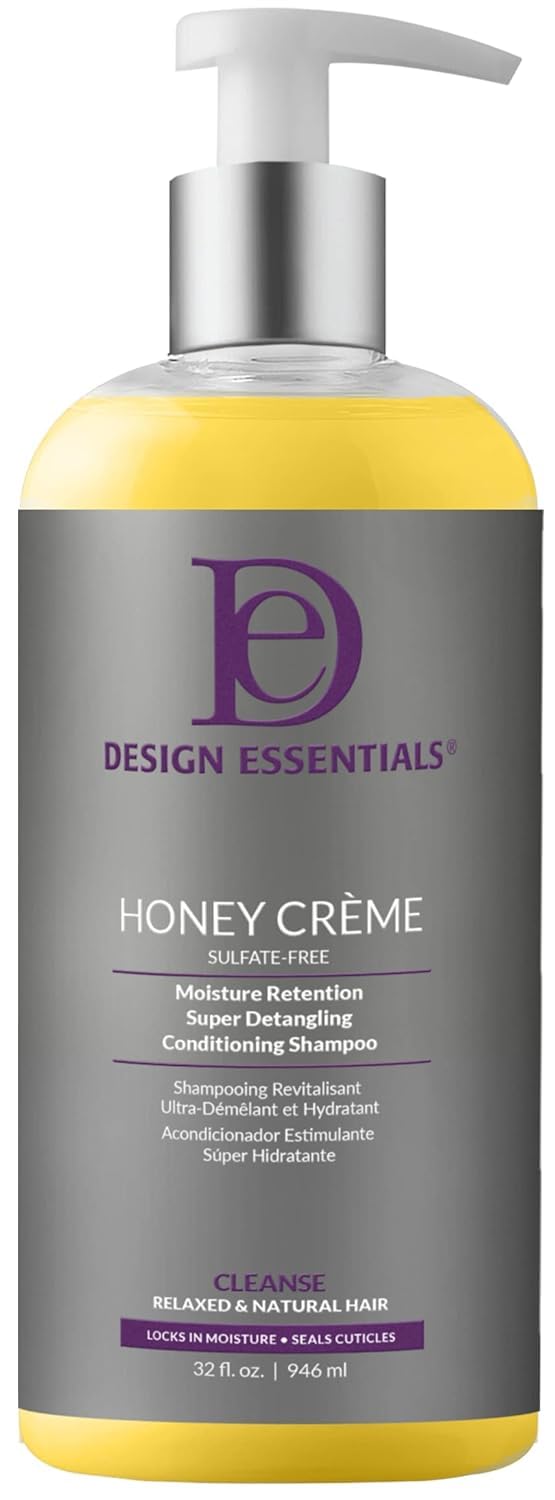 Design Essentials Honey Creme Moisture Retention Super Detangling Conditioning Shampoo, Sulfate Free for Moisturizing and Strengthening Hair, 32 Fl Oz (Pack of 1)