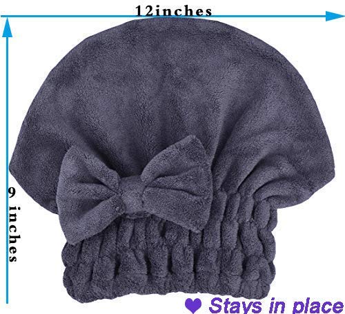 Microfiber Hair Drying Towels Head wrap with Bow-Knot Shower Cap Hair Turban hairWrap Bath Cap for Curly Long & Wet Hair Gift for Women
