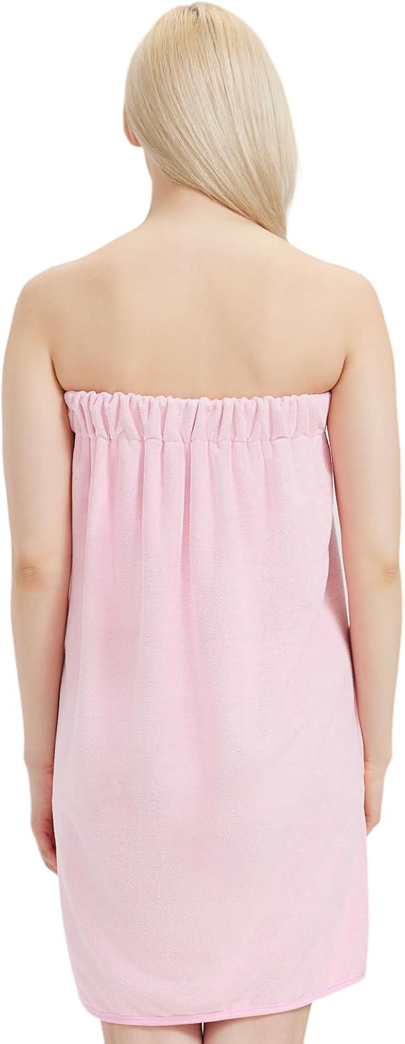 Womens Bath Body Wrap Towel Lightweight Shower Spa Wrap Robe Adjustable Closure Bathrobe