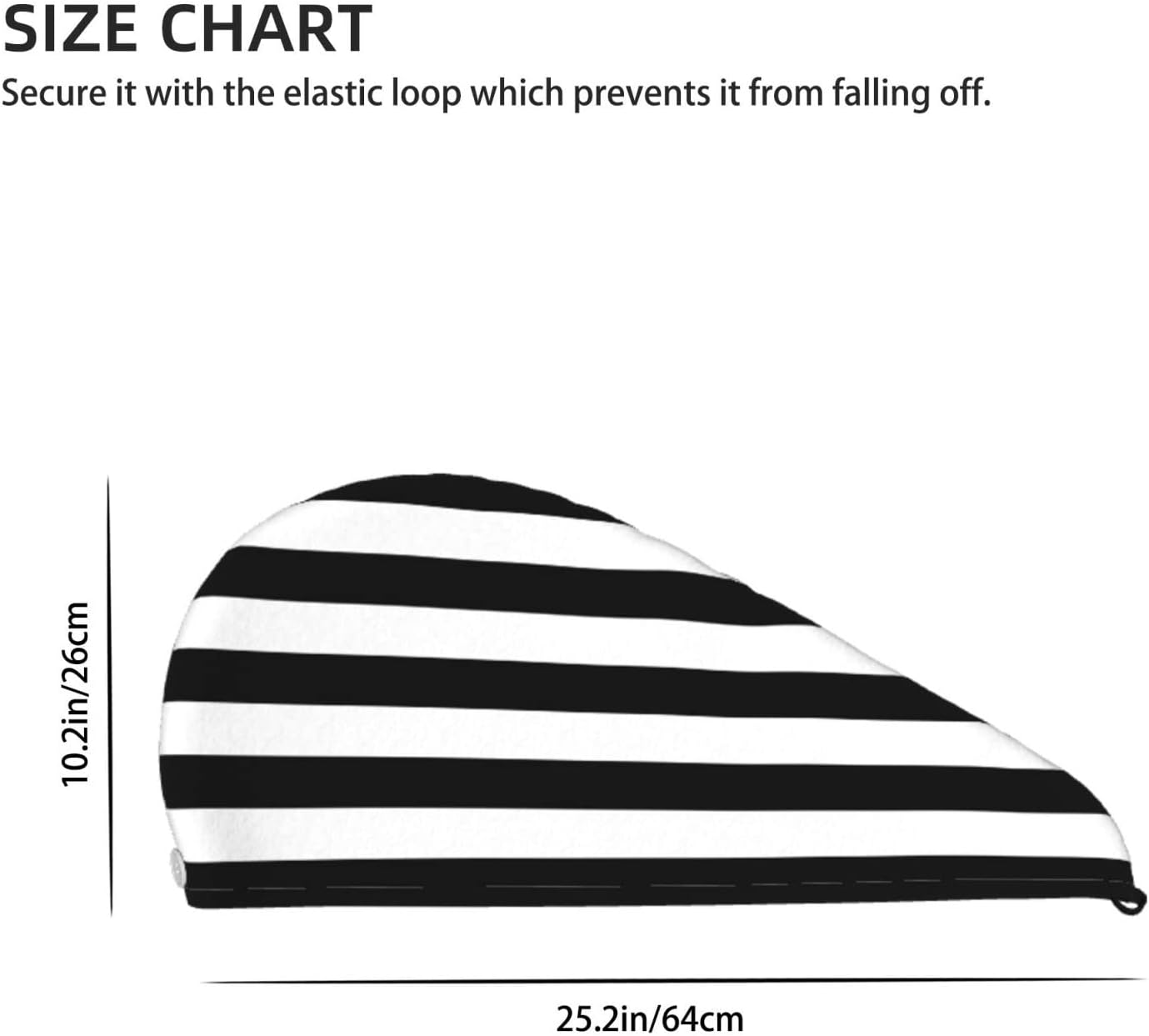 Black and White Stripe Hair Towel Wrap Microfiber Fast Drying Hair Turban with Buttons for Women Men Drying Curly, Long & Thick Hair