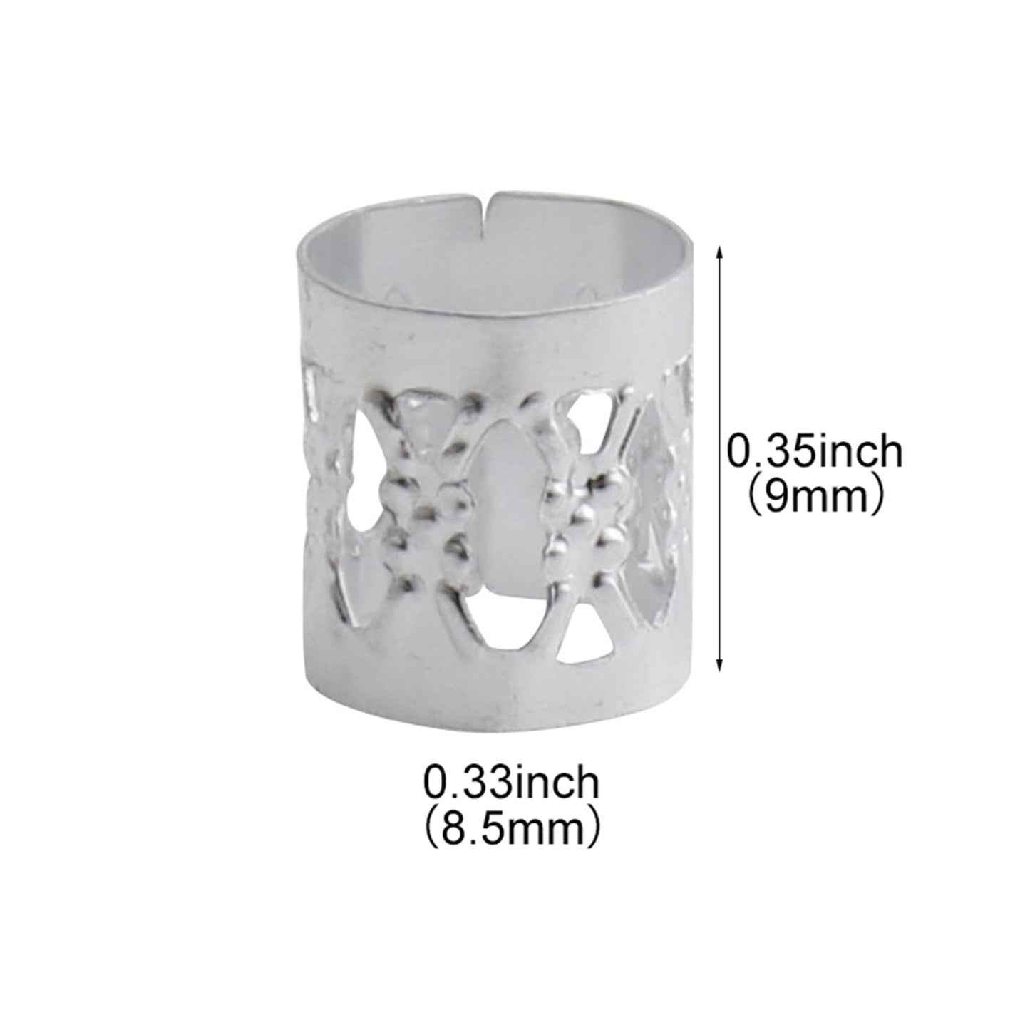 SEVENHEAD 50 Pcs Dreadlock Beads Hair Accessories Hair Rings Adjustable Cuffs Braiding Hair Decoration Clips Metal Hair Decoration for Braids(Silver)