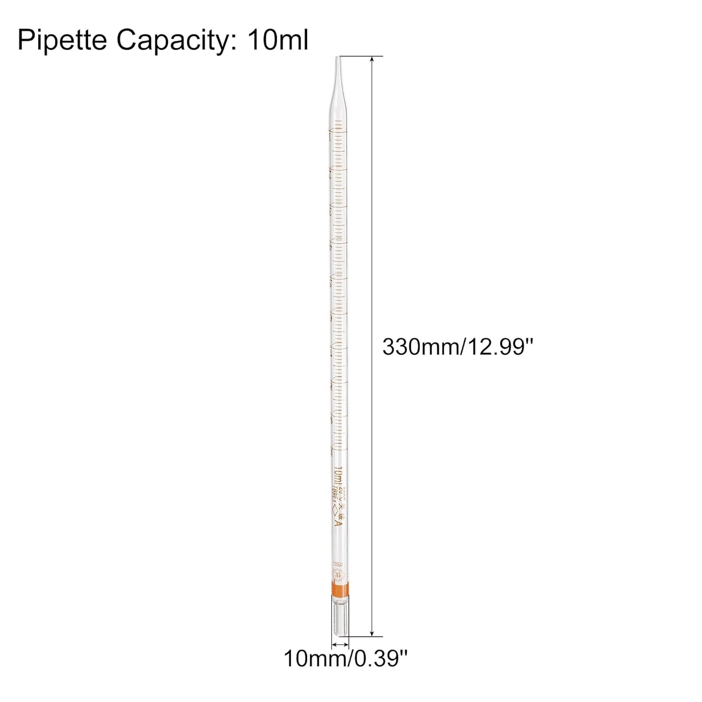 PATIKIL Graduated Dropper Pipettes, 1 Pcs 10ml Reusable Borosilicate Glass Pipette for Transfer Liquid for Laboratory, Chemistry, Clear
