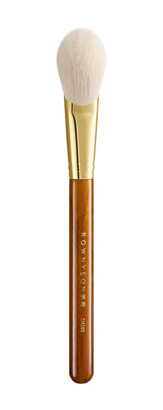 Desert Oak Series CM 160 Angled Blush Brush for Cheeks – Ideal for Powder & Cream Blush, Golden Brass Ferrule, Ebana Bubinga Handle, Soft Nylon Bristles