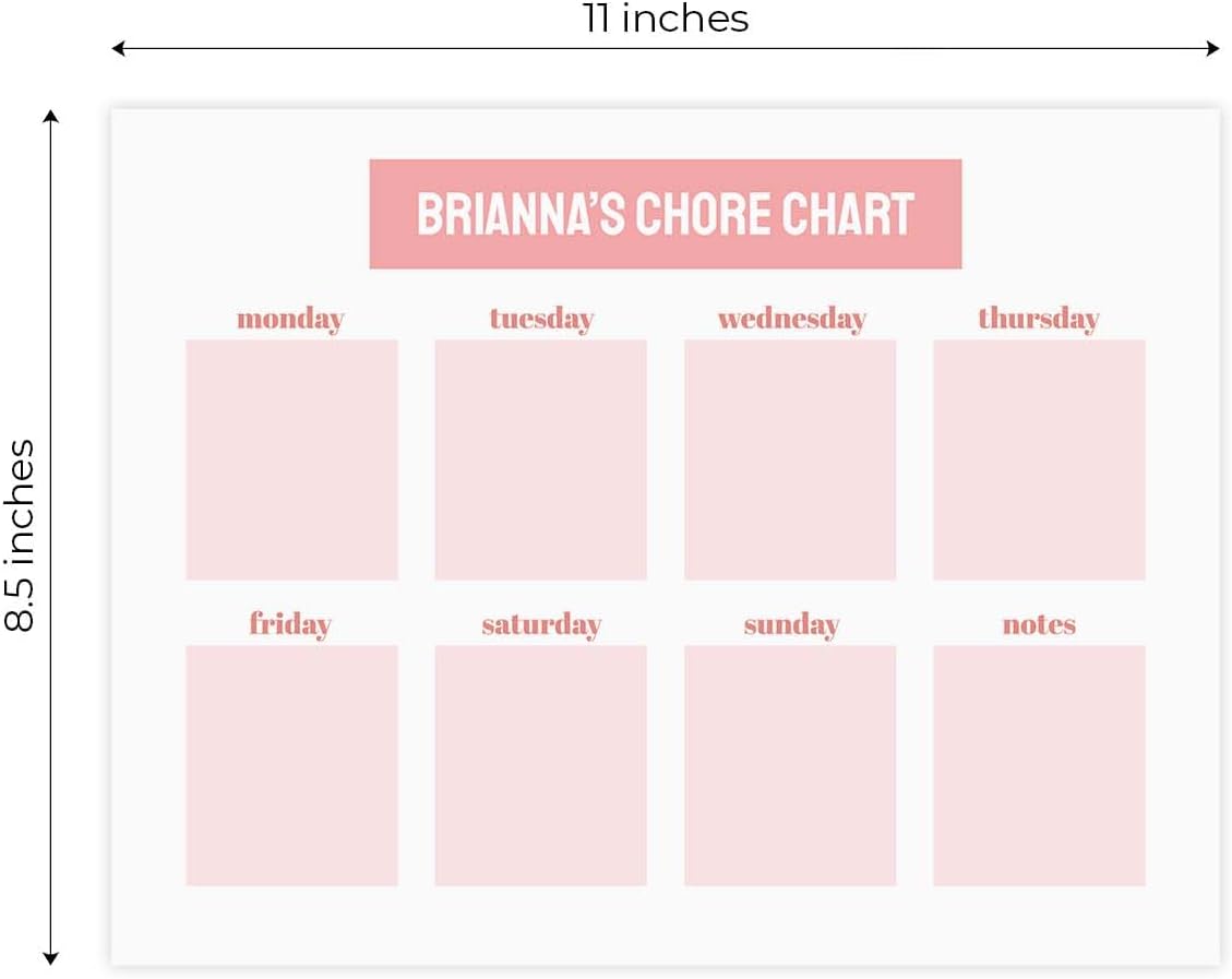 Personalized Pink Magnetic Weekly Calendar / 11" x 8.5" Trendy Task Tracking Custom Weekly Planner Magnet/Made In The USA