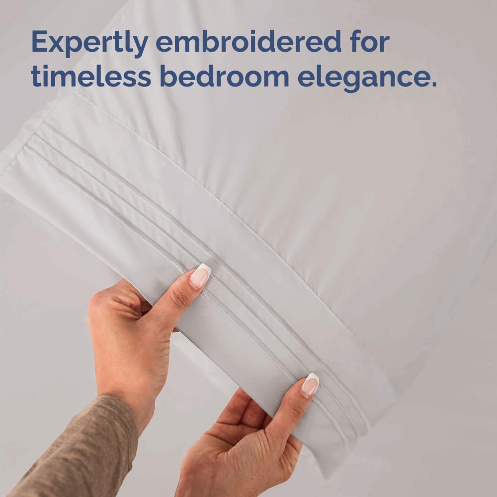 King Pillow Cases Set of 2 - Ultra Soft Hotel Quality Pillowcase Covers - Comfy, Cozy & Wrinkle Free - Shrinkage, Stain & Fade Resistant - Machine Washable Pillow Protectors - 2 Piece Set - Light Grey