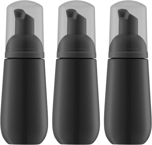 2oz Foam Bottle, Empty Travel Foaming Pump Dispenser for Hand Soap, Lash Cleanser, Shampoo (3PCS, Black)