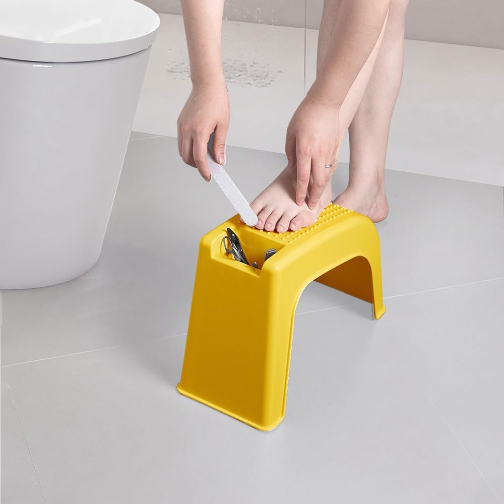 Shower Foot Rest for Shaving Legs, Non-Slip Pedicure Foot Rest, Shower Foots Step Stool for Shaving Legs, Plastic Sturdy Pedicure Stand - Yellow