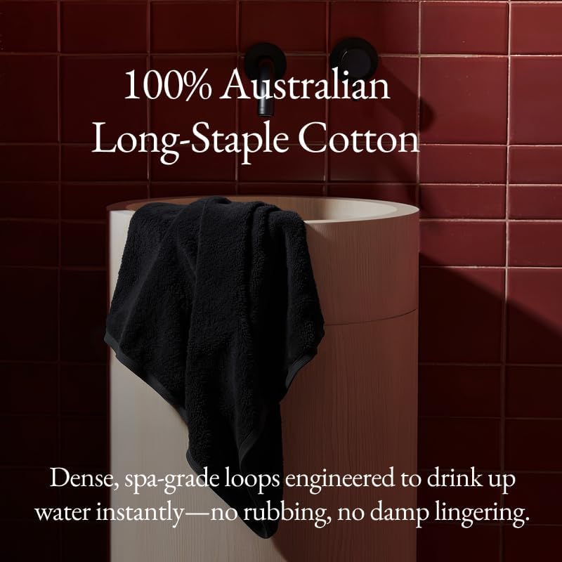 Italic Ultraplush 100% Australian Cotton Bath Sheets - Set of 2 Luxury Extra Large Heavy Duty Bath Sheets, 800GSM Plush and Absorbent Bath Sheets for Hotels, Bath & Spa (Black)