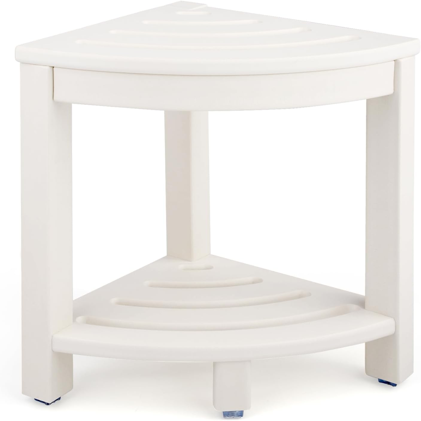 HDPE Corner Shower Stool,Shower Bench Seat with Storage Shelf for Shaving Legs Plastic Spa Bath Step Foot Rest for Bathroom Small Place (White)
