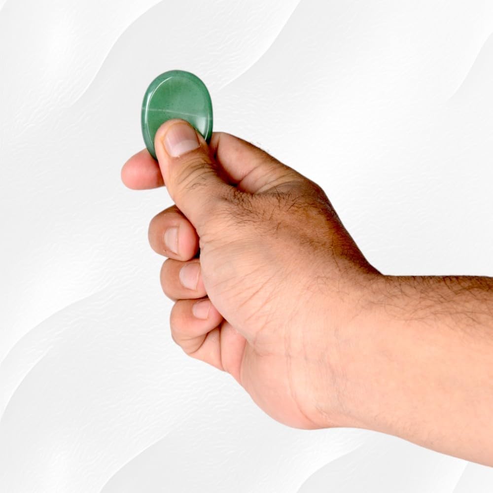 Green Aventurine Worry Stone – Crystal Thumb Worry Stone for Anxiety, Stress – Relaxing and Soothing Balance Stones for Meditation, Stress Relief – Healing Stones and Crystals for Men and Women