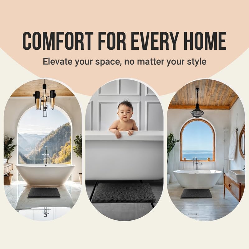 Chenille Bath Mats, Plush Absorbent Bath Mats Quick Dry, Soft & Machine Washable, Non Slip Carpet For Bathroom, Thick Bathroom Rugs, Shower Restroom Rug Mat, Alfombras De Baño, Bathrugs Matts, 25"x18"