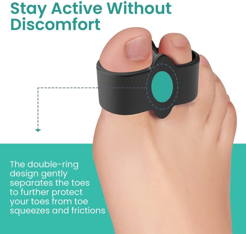 Welnove Pack of 12 Bunion Corrector, Toe Separators with 2 Loops, Big Toe Spacer Suitable for Bunion and Overlap Toe (Black)